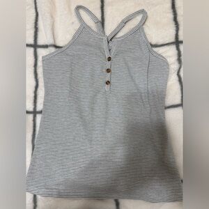 NWT SM Striped Henley Tank Top white
